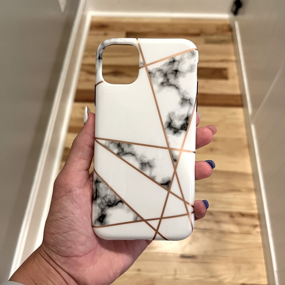 rose gold and marble phone case
